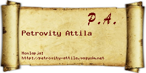 Petrovity Attila névjegykártya